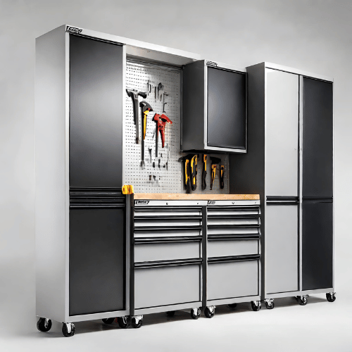 Rolling Metal Cabinet Set and Accessories