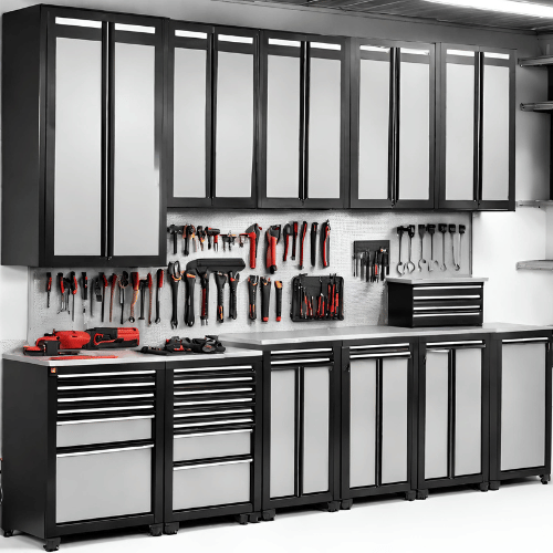 Metal Garage Cabinet Set and Accessories